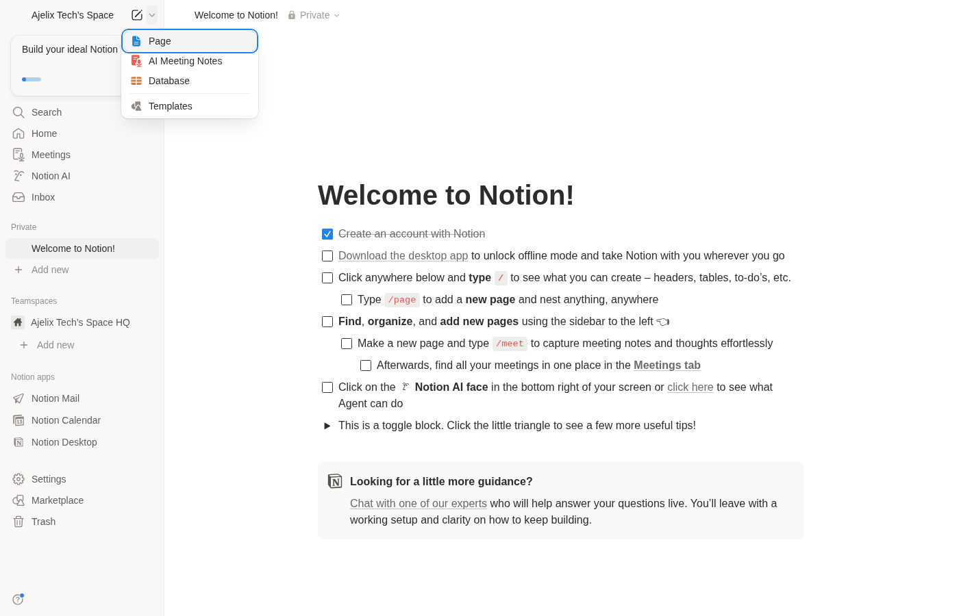 Notion page more options menu